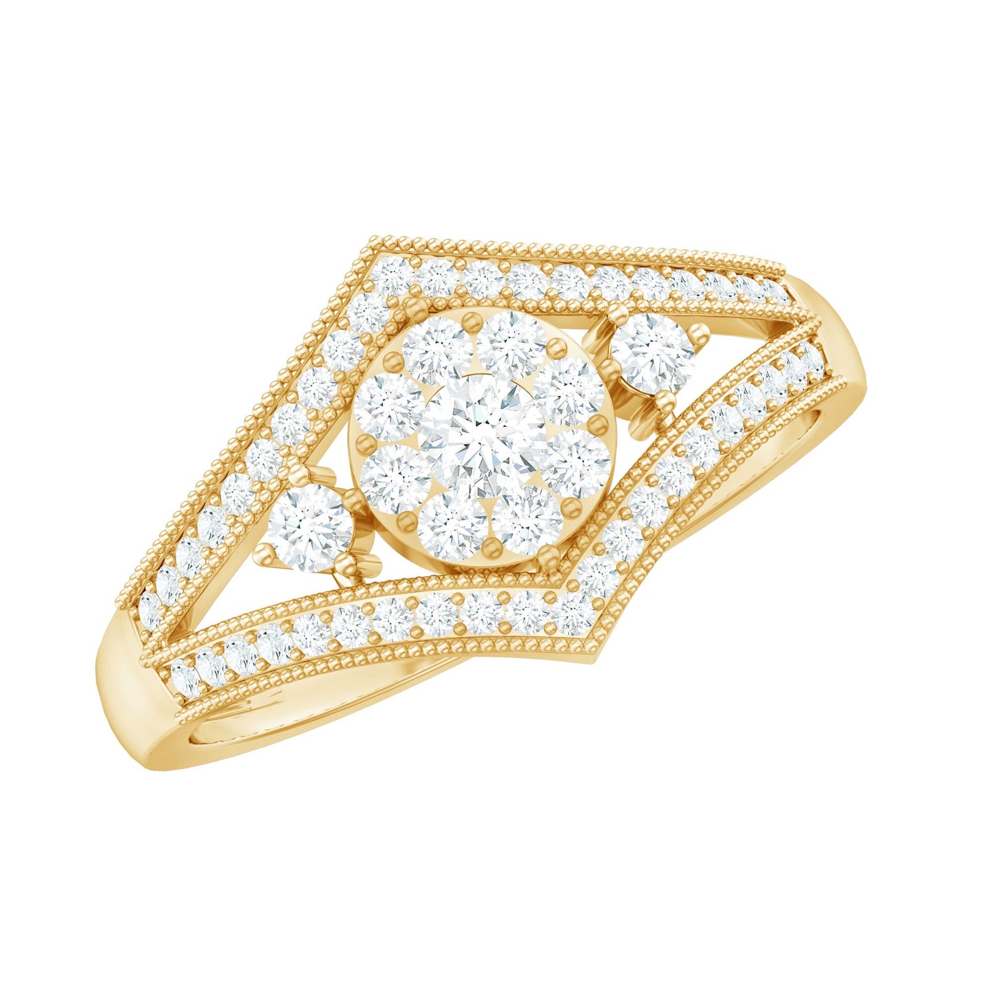 Round Diamond Vintage Ring in illusion Setting