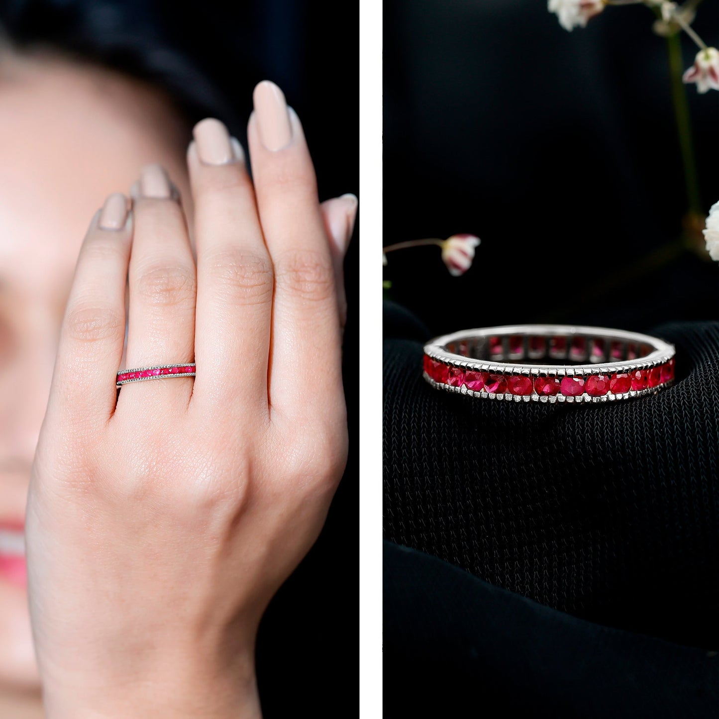 Natural Ruby Eternity Ring for Anniversary