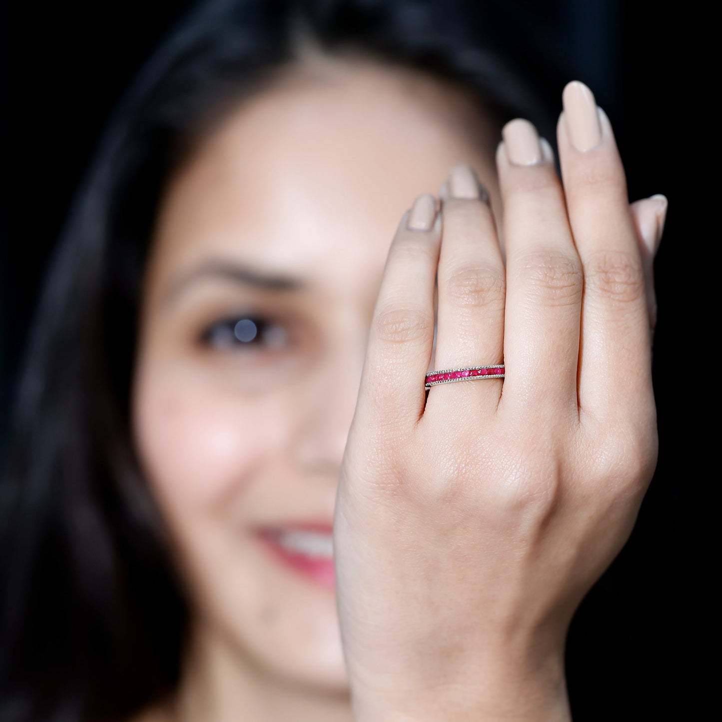 Natural Ruby Eternity Ring for Anniversary