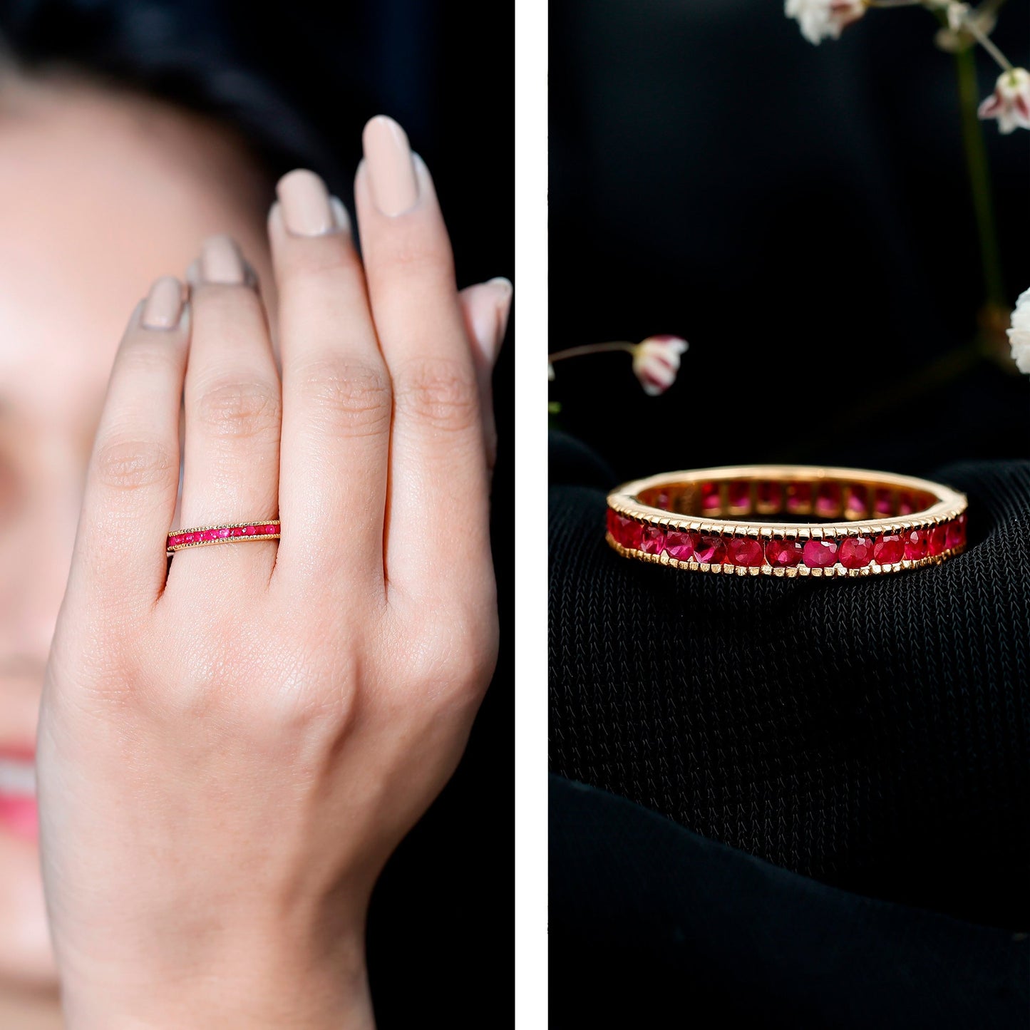 Natural Ruby Eternity Ring for Anniversary
