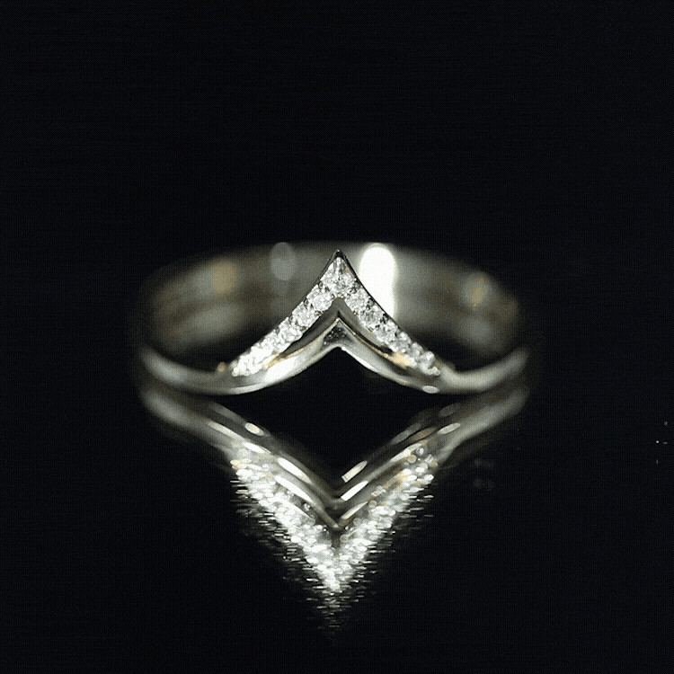 Certified Moissanite Chevron Enhancer Ring