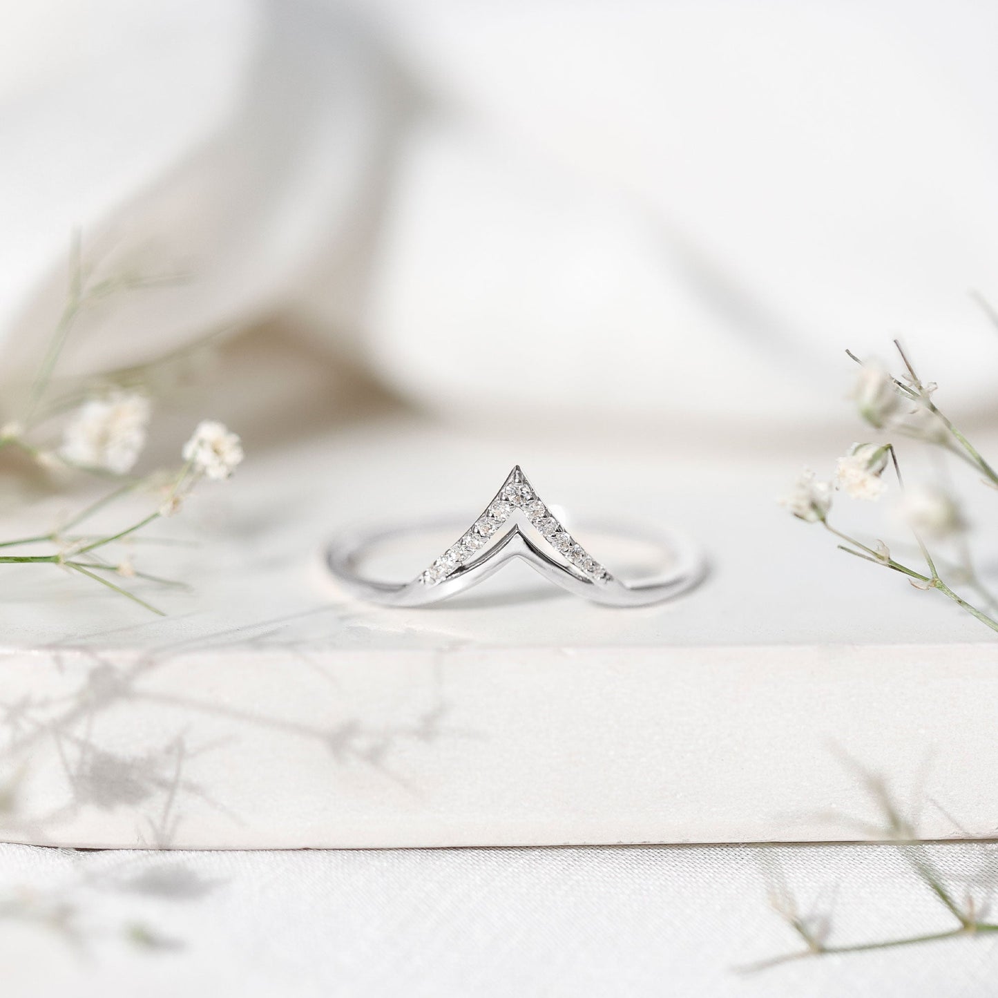 Certified Moissanite Chevron Enhancer Ring