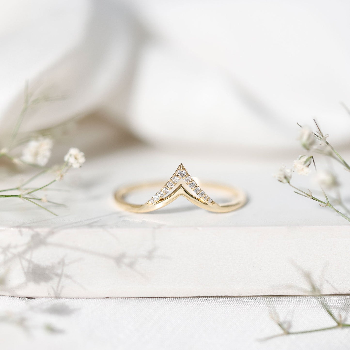 Certified Moissanite Chevron Enhancer Ring