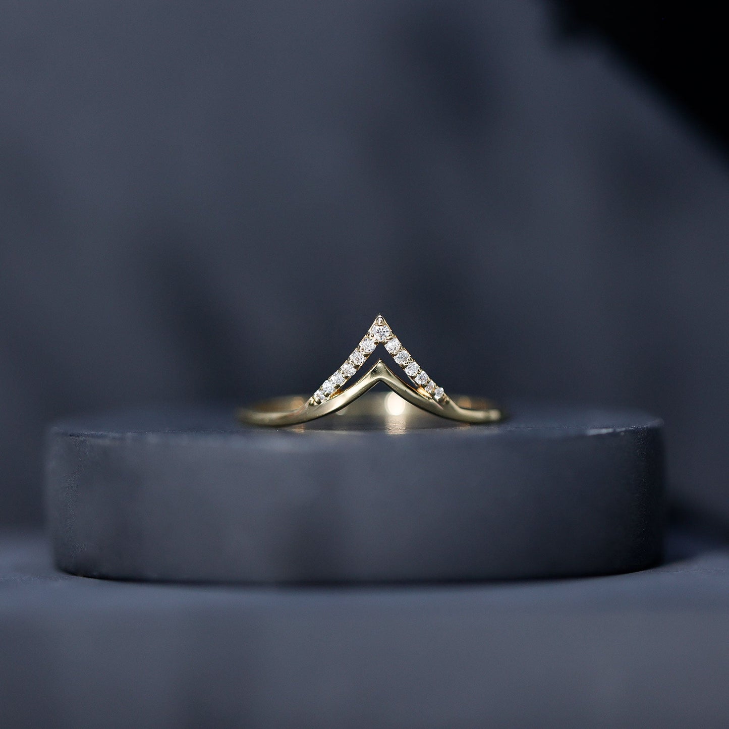 Certified Moissanite Chevron Enhancer Ring