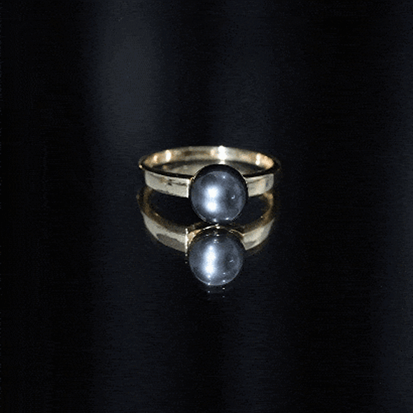 Handpicked Natural Black Pearl Solitaire Engagement Ring With Certificate