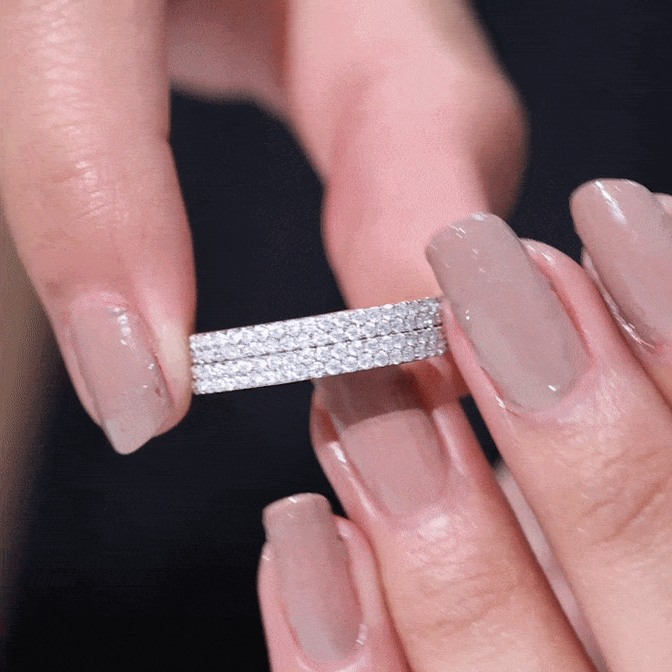 Thick Moissanite Half Eternity Wedding Band