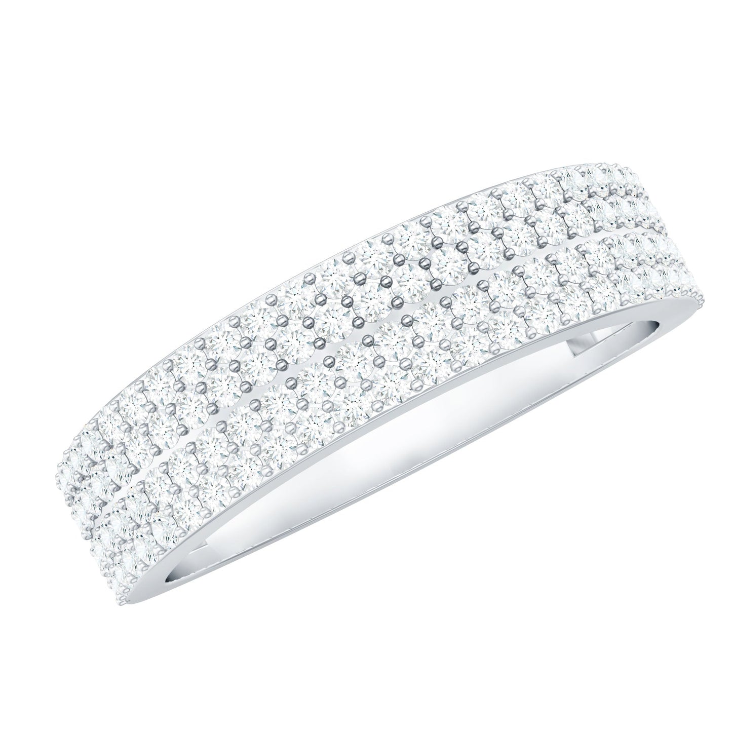 Thick Moissanite Half Eternity Wedding Band