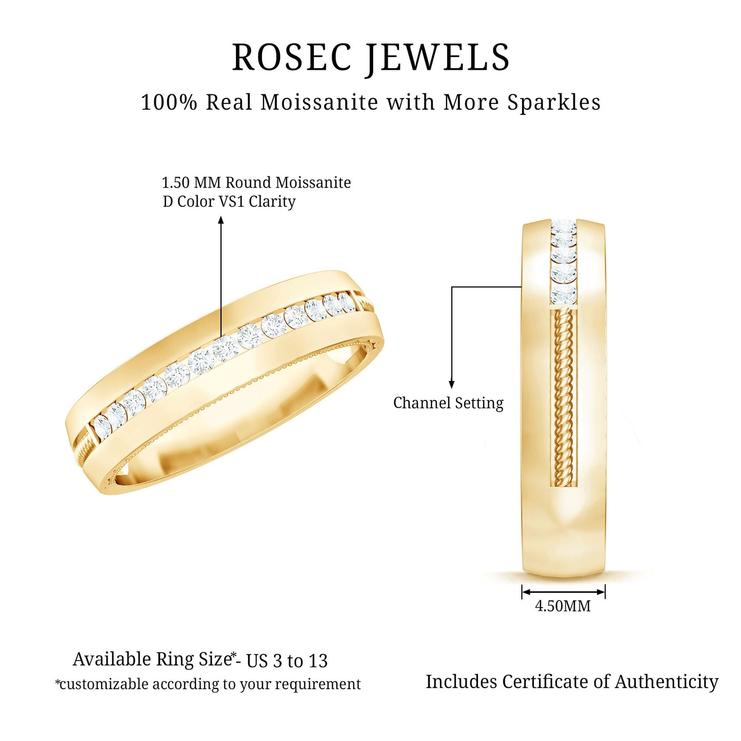 Brilliant Cut Moissanite Wedding Band