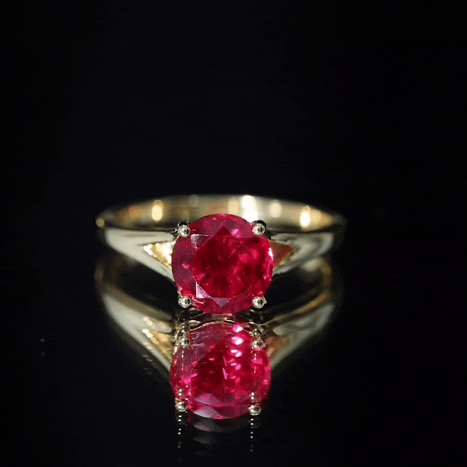 2.3 Carat Round Lab Grown Ruby Solitaire Engagement Ring in Split Shank