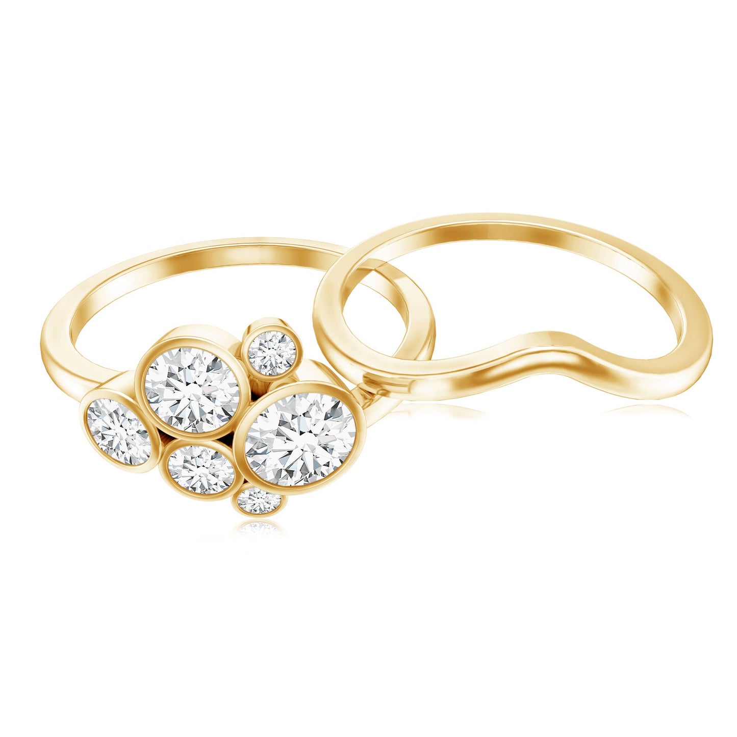 Round Moissanite Cluster Bridal Ring Set for Women