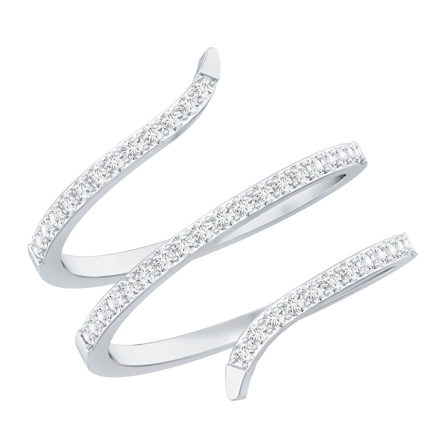 Certified Diamond Spiral Ring For Women