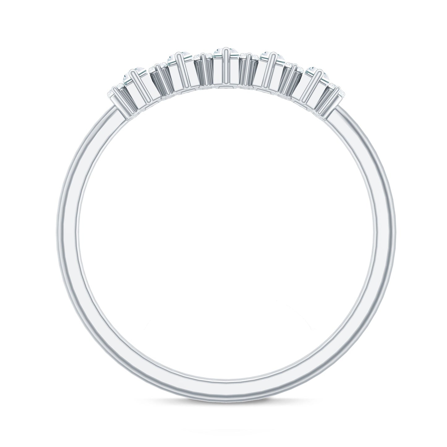 Baguette and Round Cut Moissanite Chevron Stackable Ring