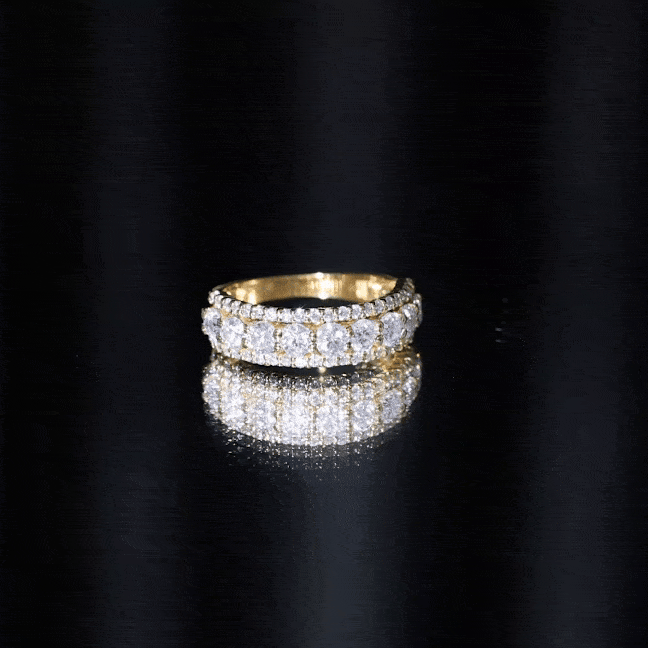 Round Shape Moissanite Half Eternity Wedding Band