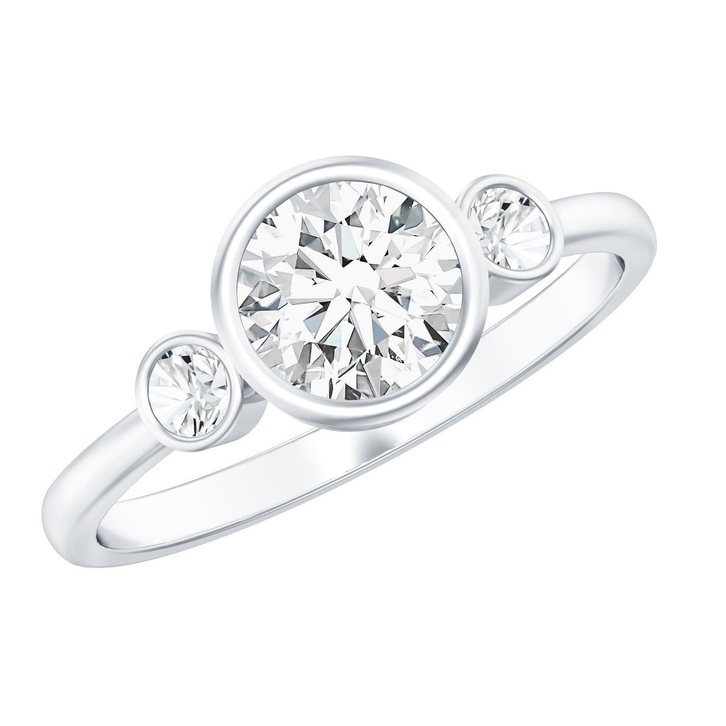 Bezel Set Moissanite Solitaire Engagement Ring