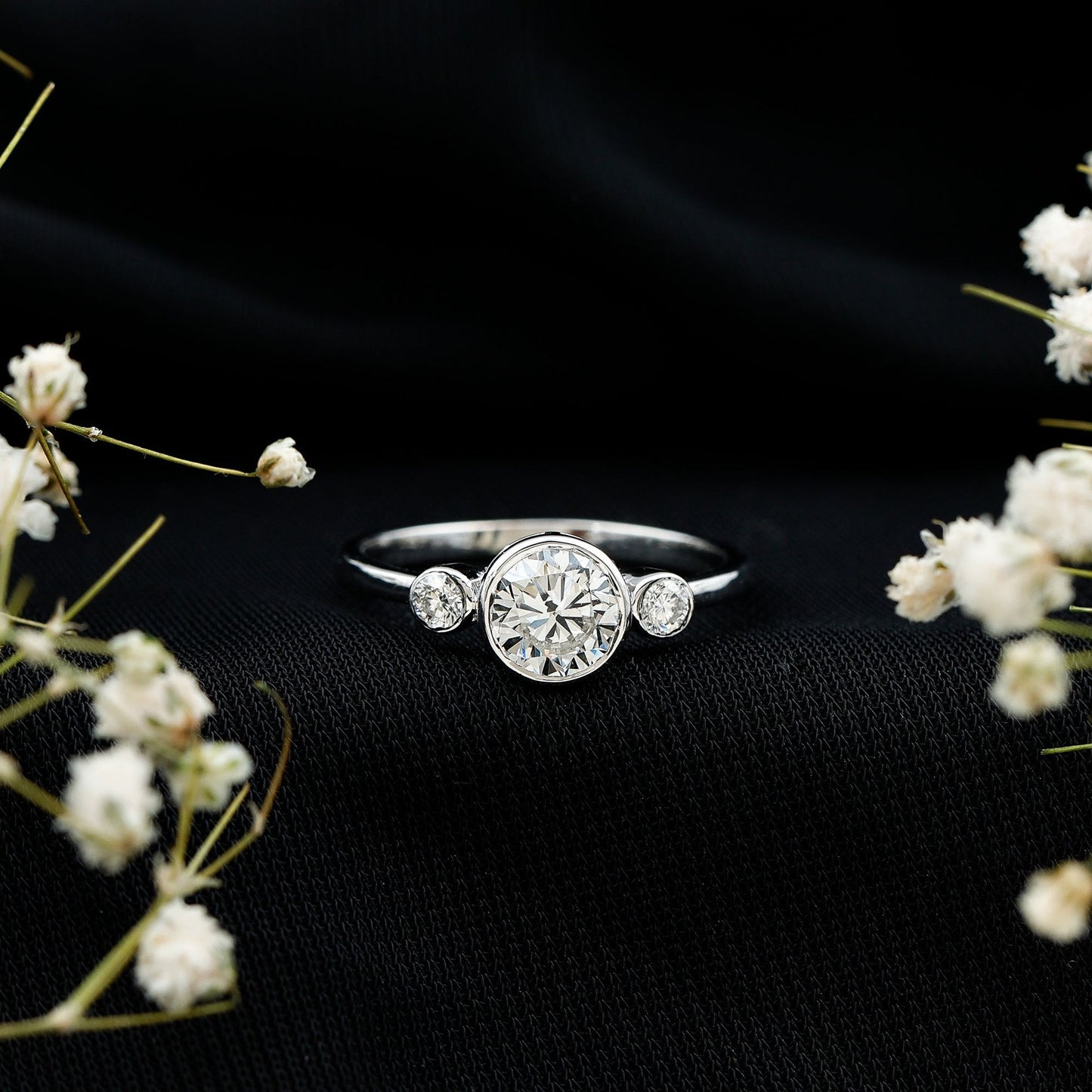 Bezel Set Moissanite Solitaire Engagement Ring
