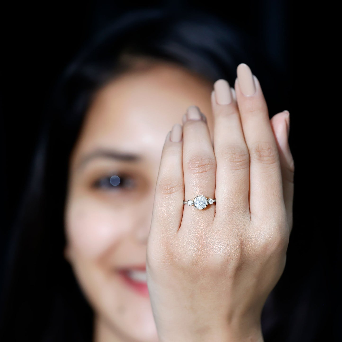 Bezel Set Moissanite Solitaire Engagement Ring