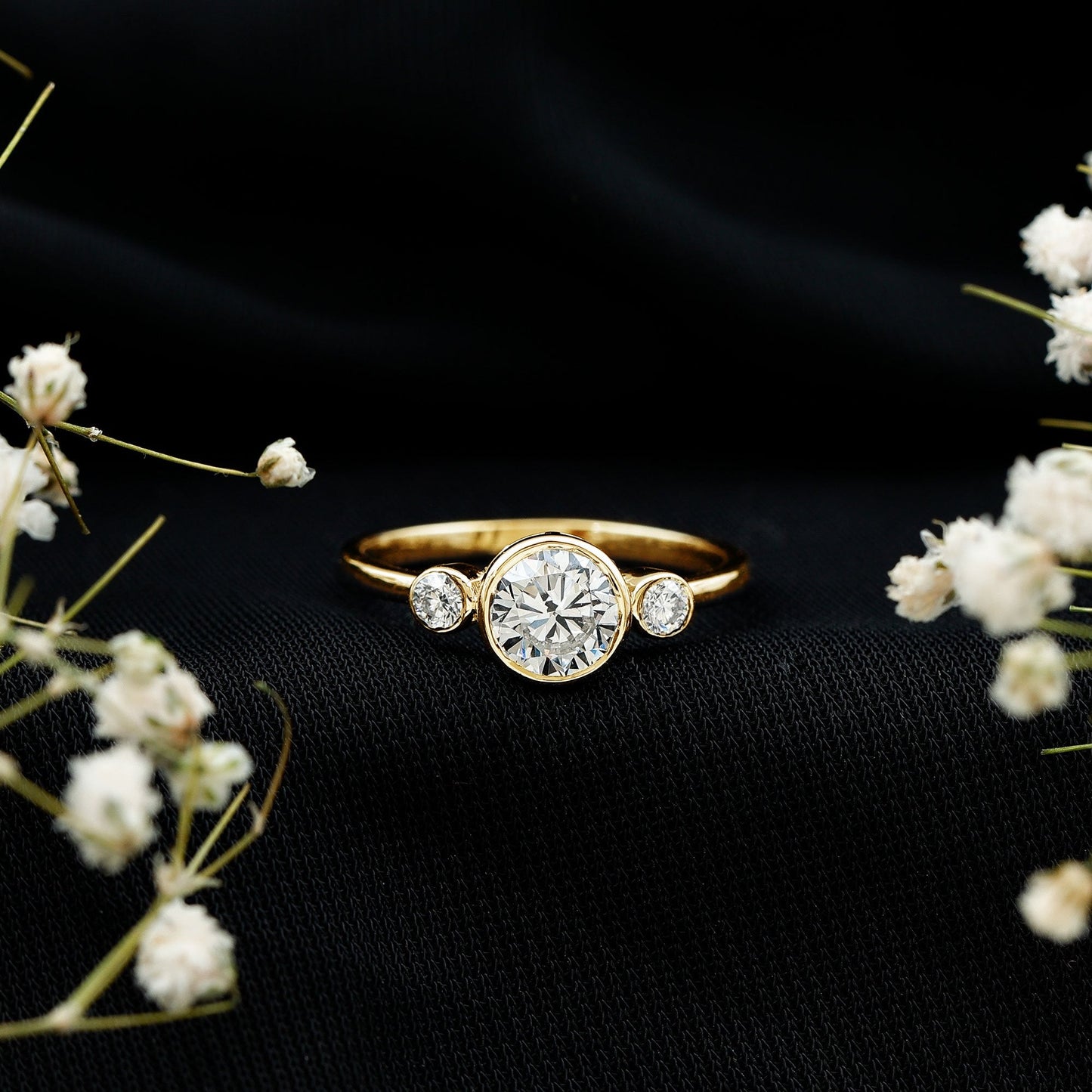 Bezel Set Moissanite Solitaire Engagement Ring