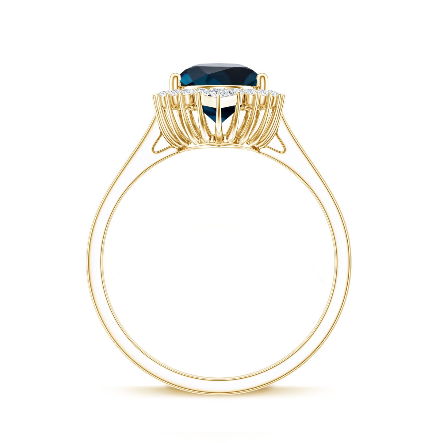 Pear Shaped London Blue Topaz and Diamond Statement Engagement Ring