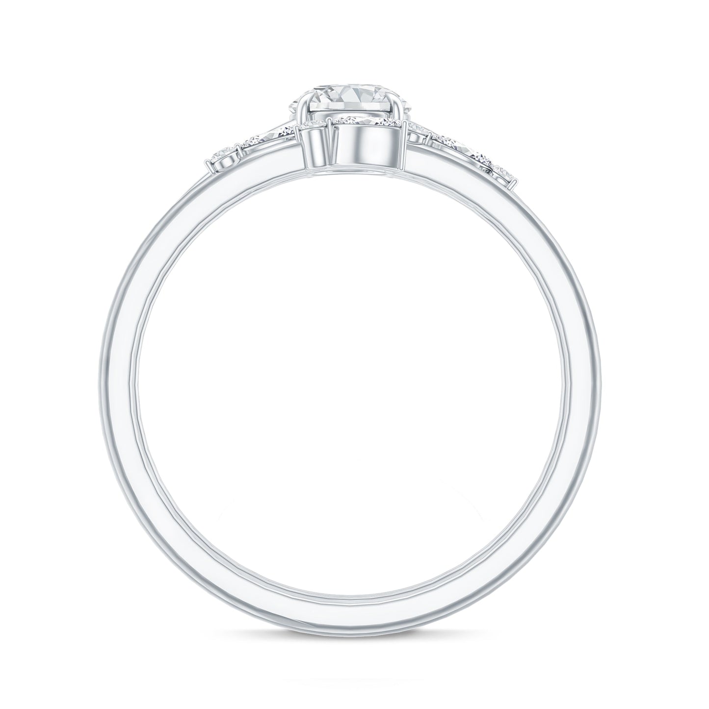 Certified Round Moissanite Modern Wedding Ring Set