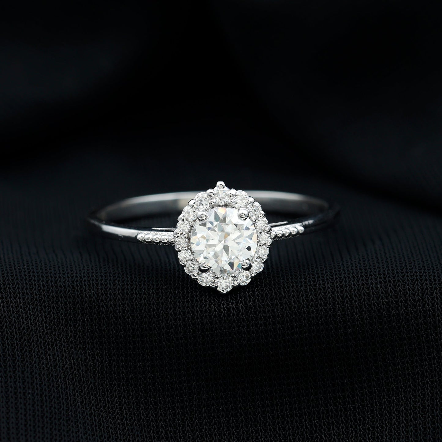 Certified Moissanite Halo Engagement Ring for Women