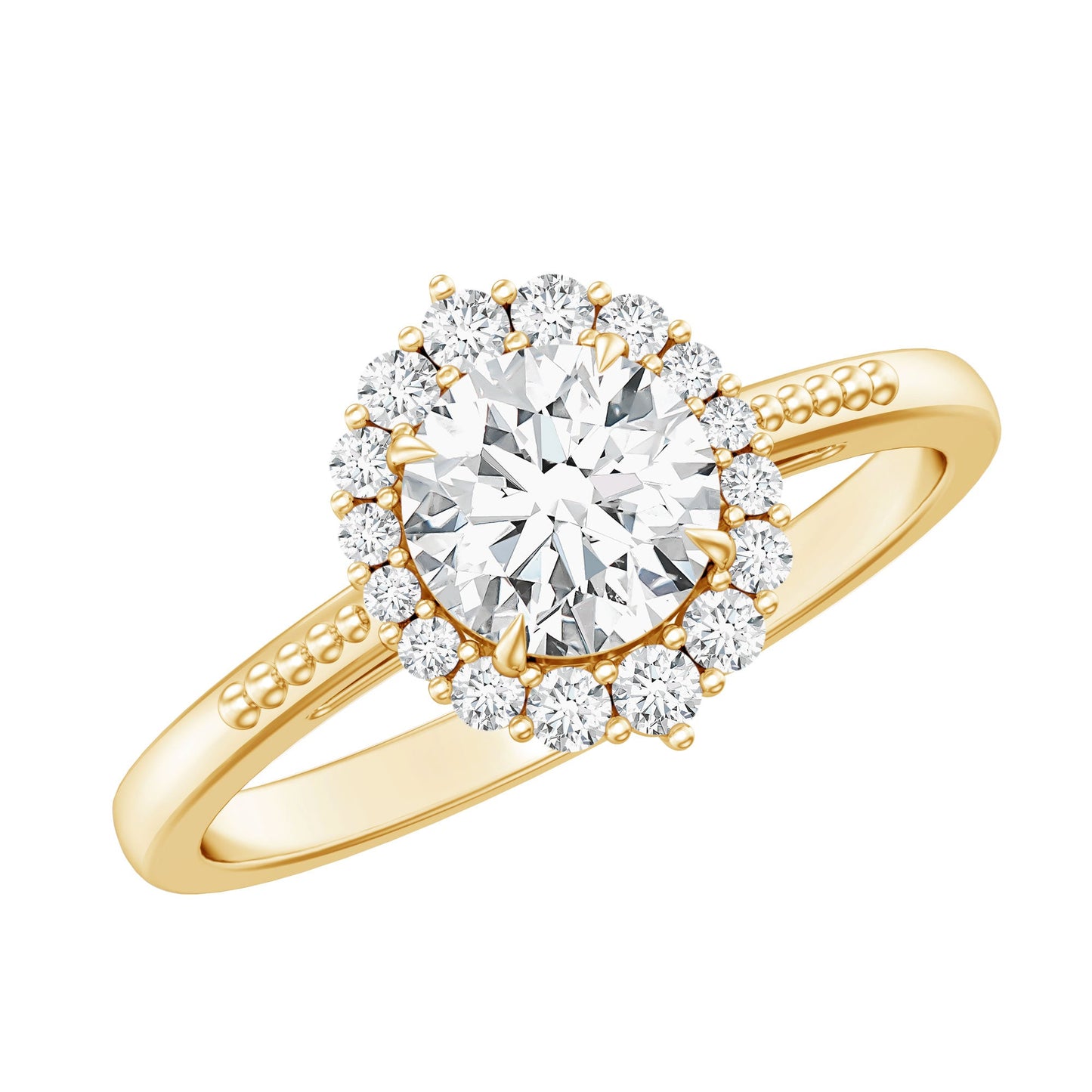 Certified Moissanite Halo Engagement Ring for Women