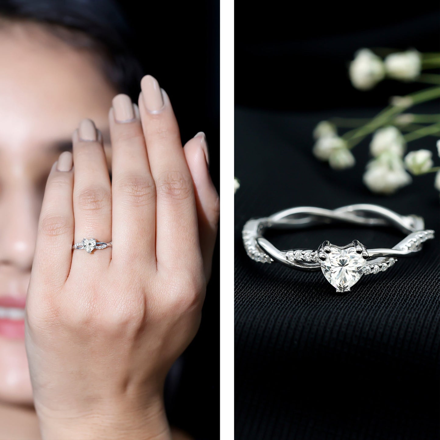 Heart Shape Moissanite Solitaire Promise Ring