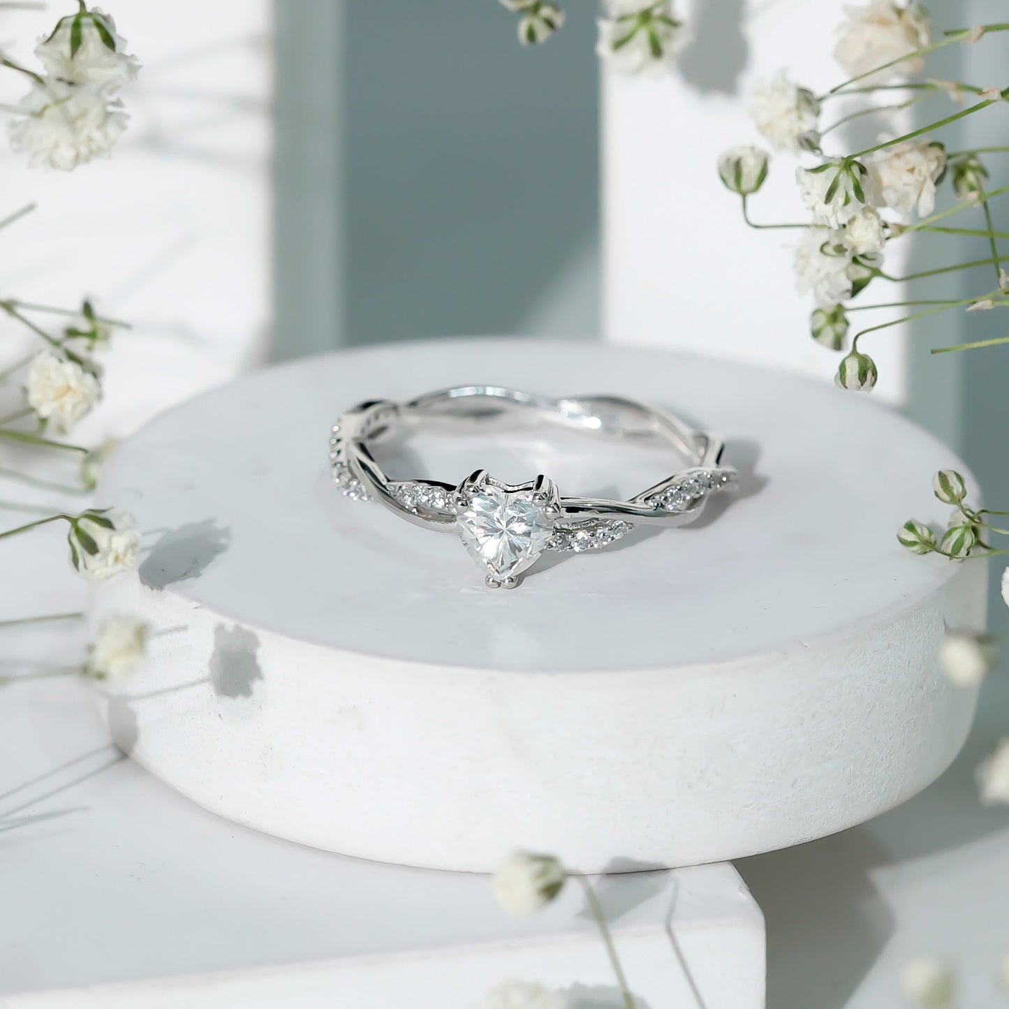 Heart Shape Moissanite Solitaire Promise Ring