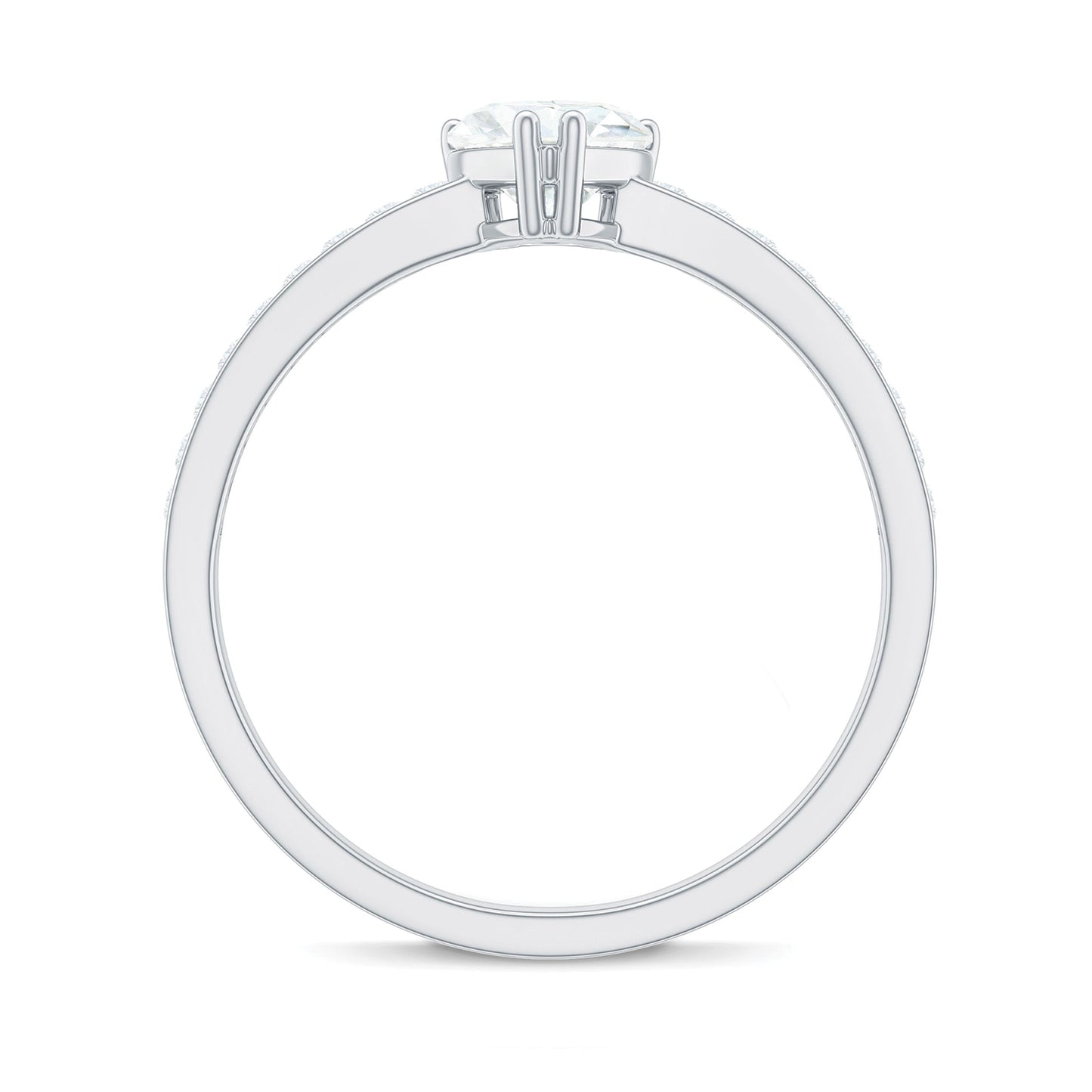 Solitaire Moissanite Heart Promise Ring with Side Stones