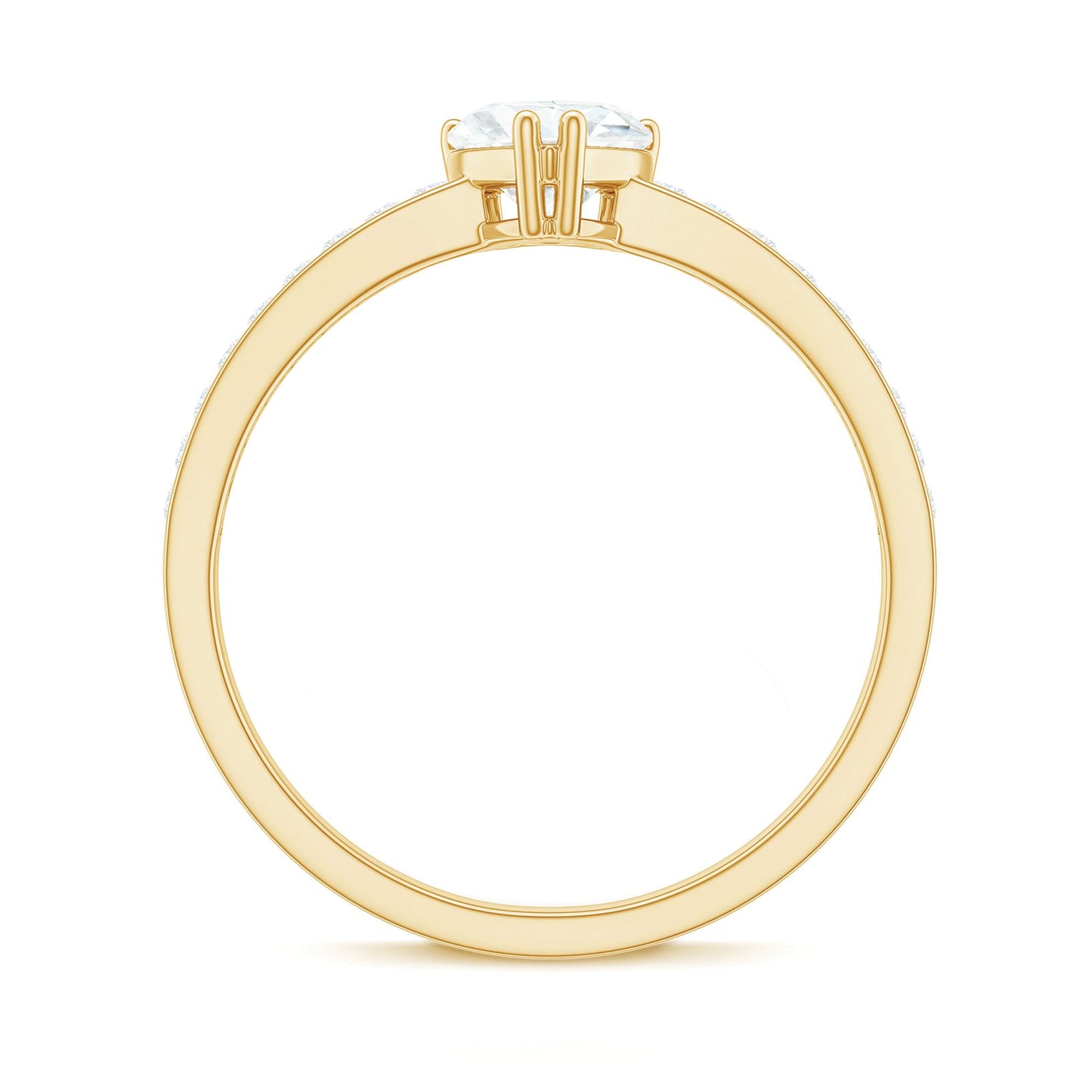 Solitaire Moissanite Heart Promise Ring with Side Stones
