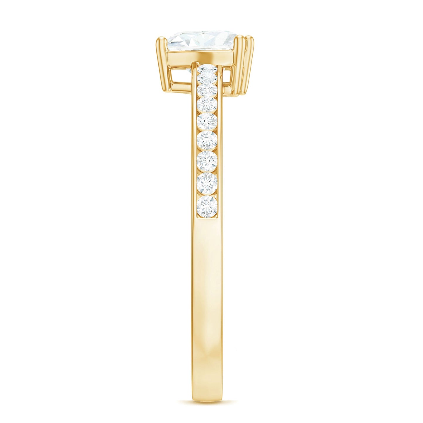 Solitaire Moissanite Heart Promise Ring with Side Stones