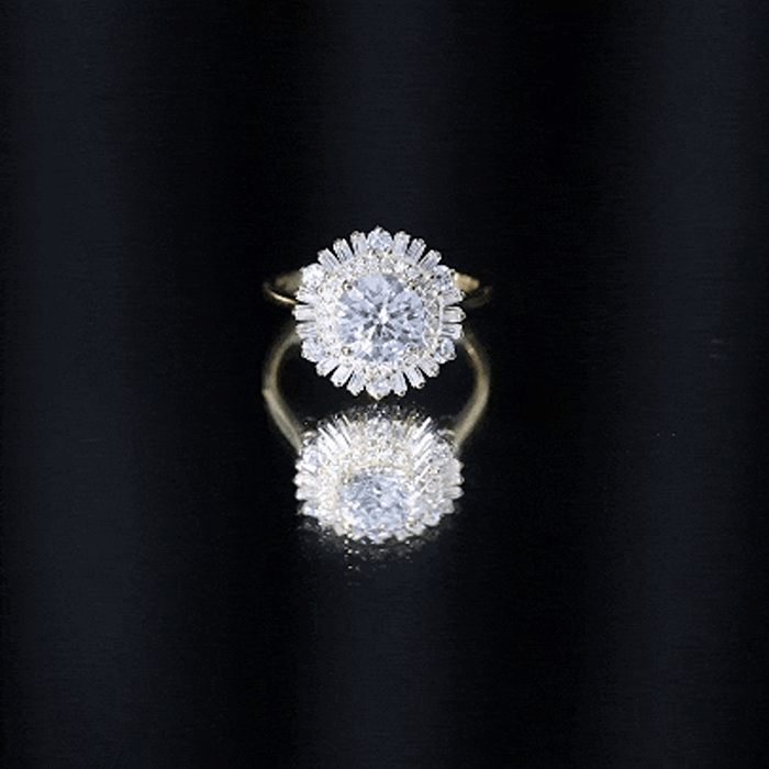 Certified Moissanite Double Halo Engagement Ring for Women
