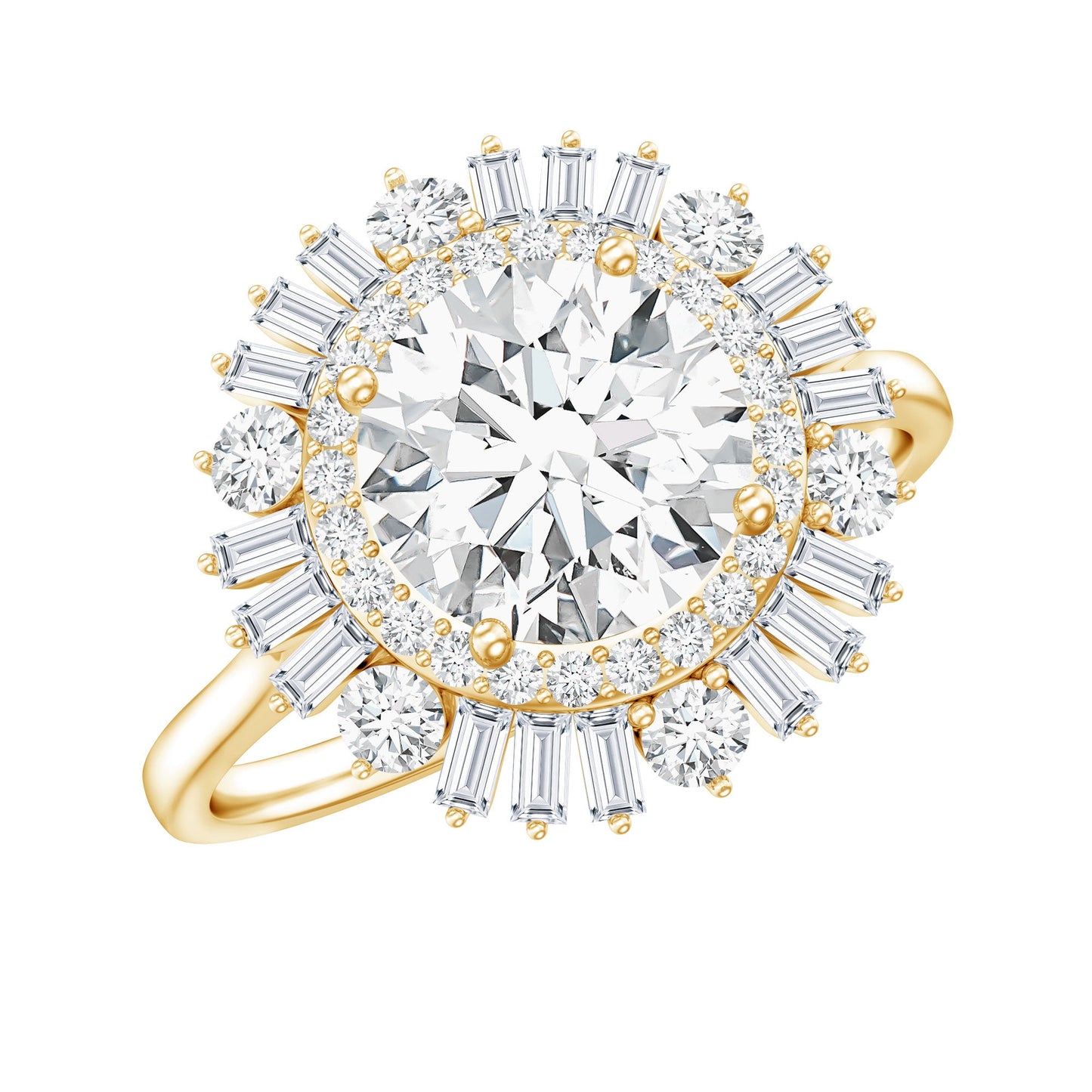 Certified Moissanite Double Halo Engagement Ring for Women