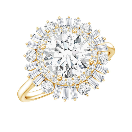Certified Moissanite Double Halo Engagement Ring for Women