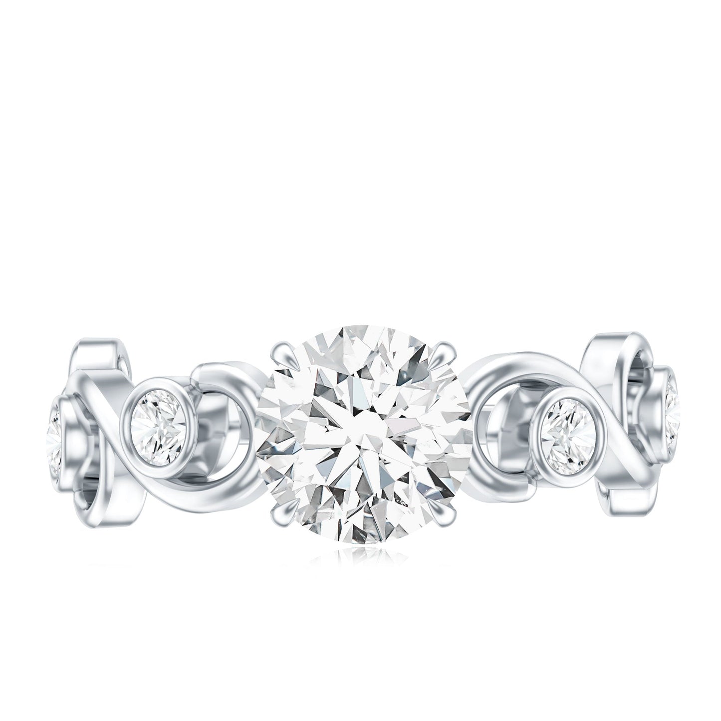 Certified Moissanite Engagement Ring with Ivy Scroll Shank