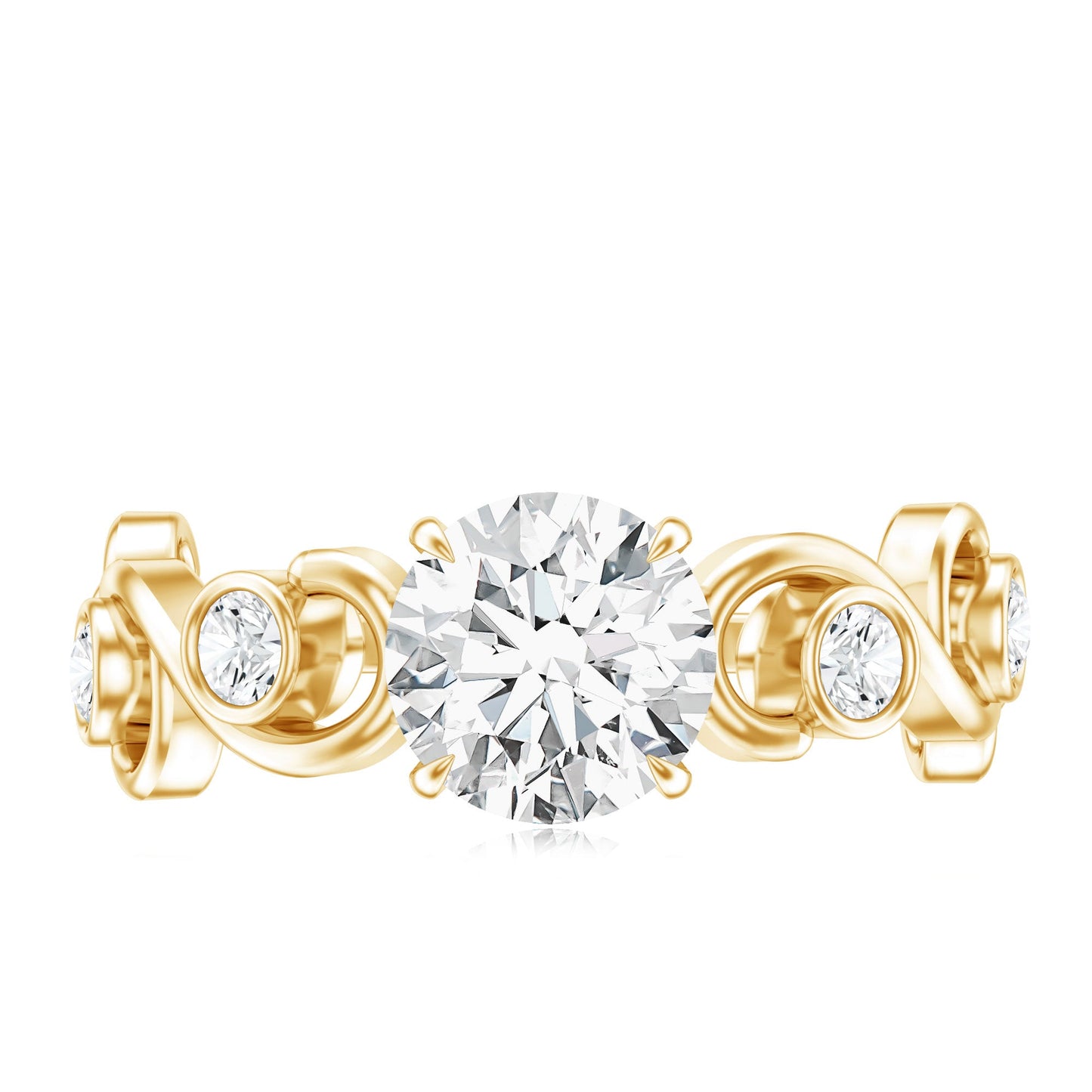 Certified Moissanite Engagement Ring with Ivy Scroll Shank