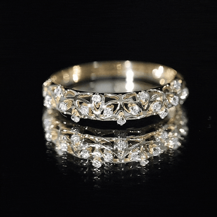 Womens Moissanite Filigree Eternity Band Ring