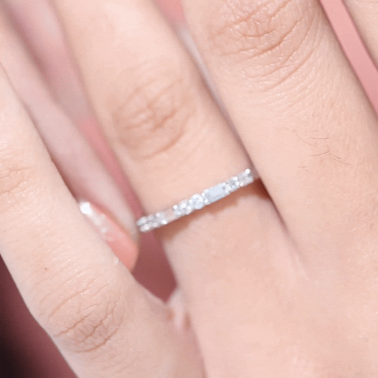 Real Baguette and Round Diamond Full Eternity Ring