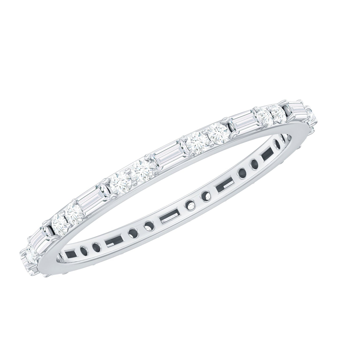 Real Baguette and Round Diamond Full Eternity Ring
