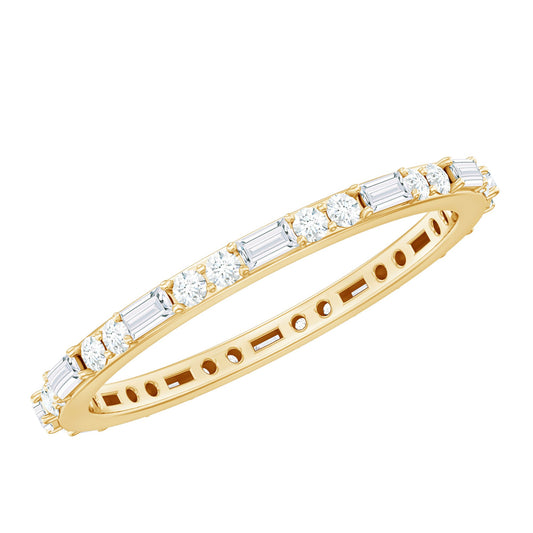 Real Baguette and Round Diamond Full Eternity Ring