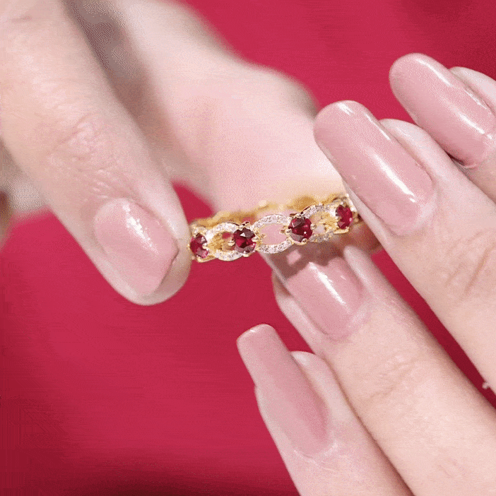 Lab Created Ruby and Diamond Eternity Wedding Band