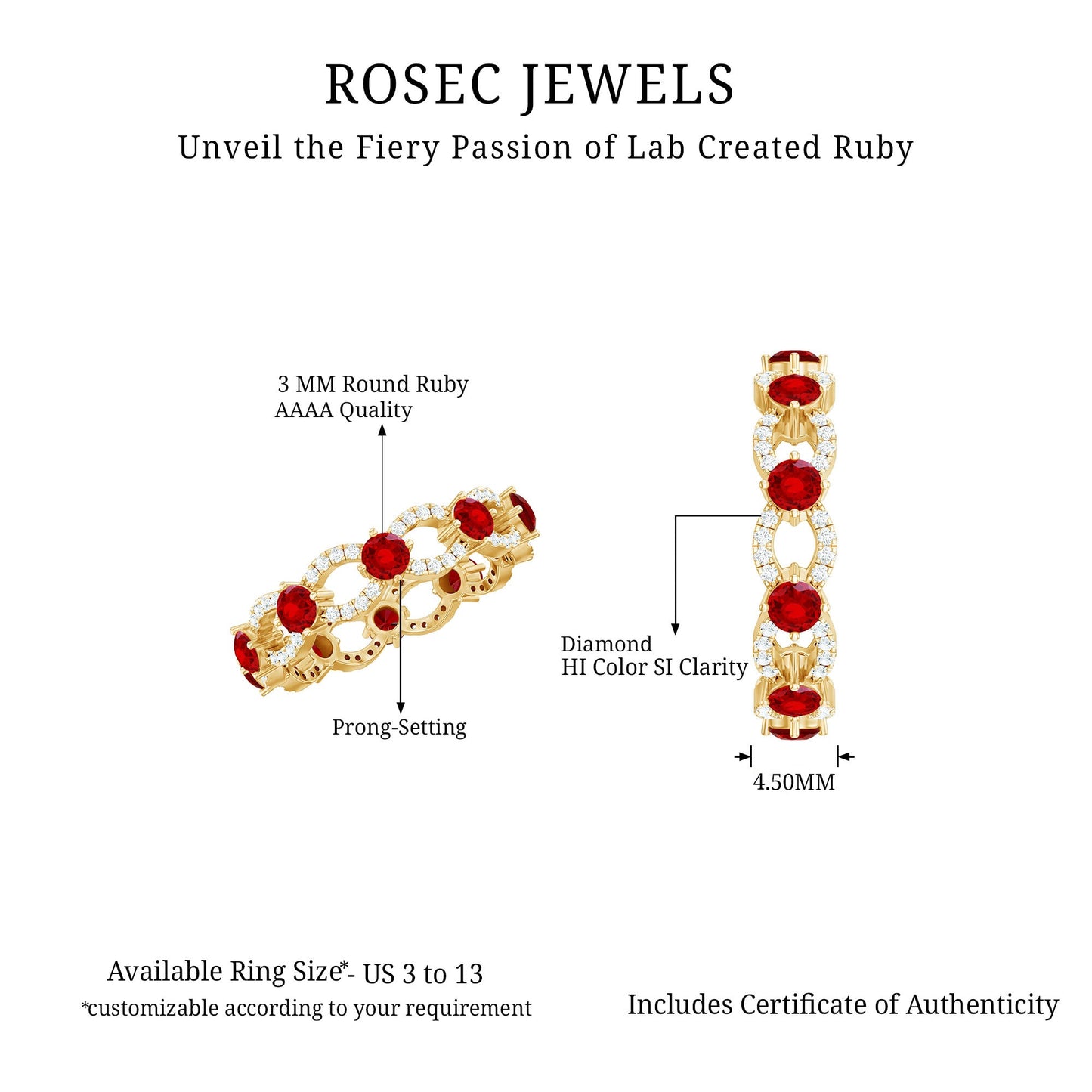 Lab Created Ruby and Diamond Eternity Wedding Band