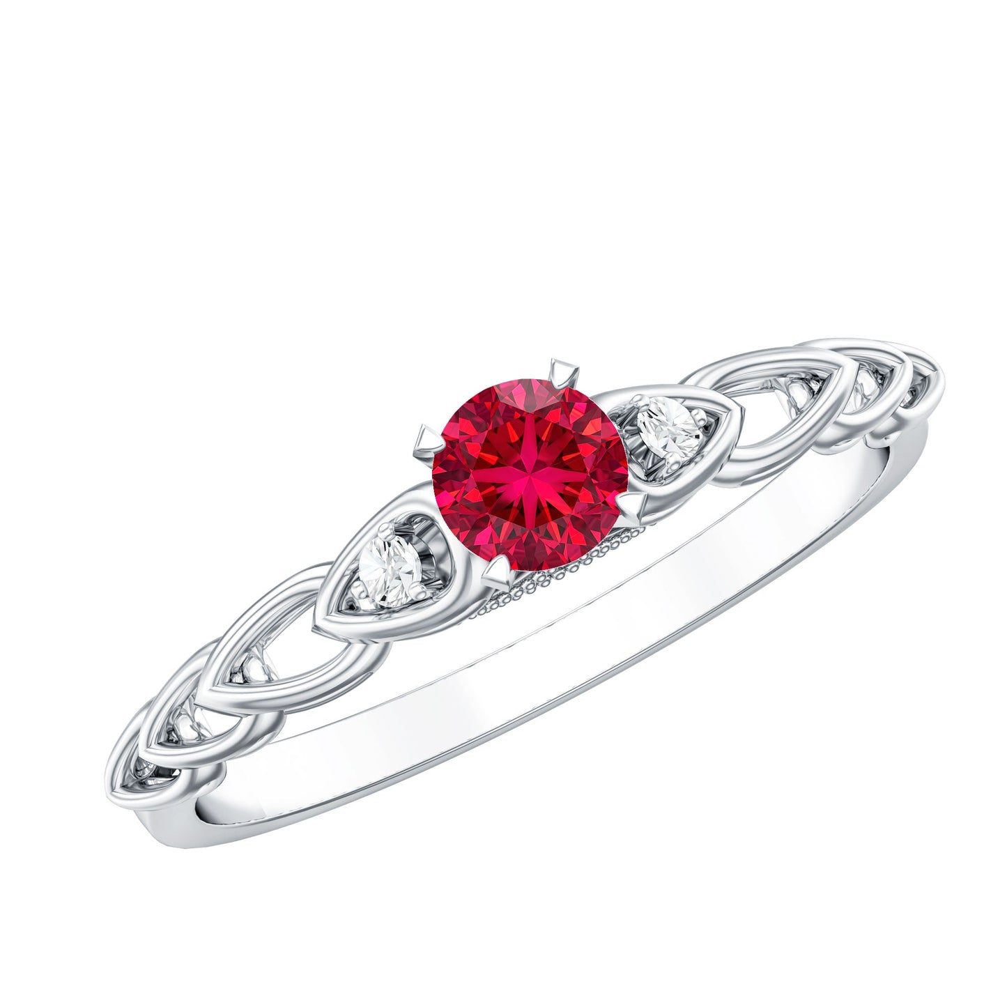 Lab Grown Ruby Designer Promise Ring with Diamond