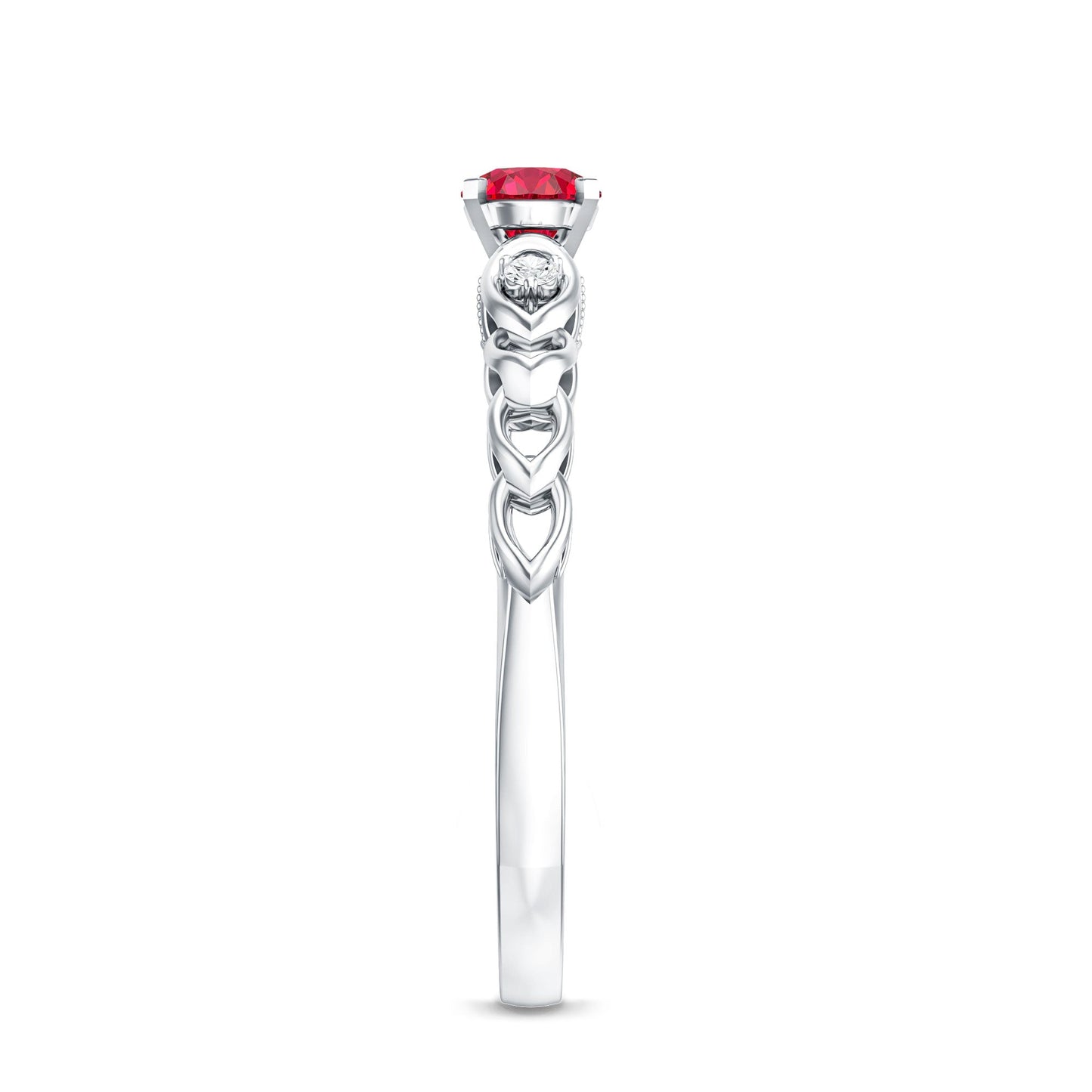 Lab Grown Ruby Designer Promise Ring with Diamond
