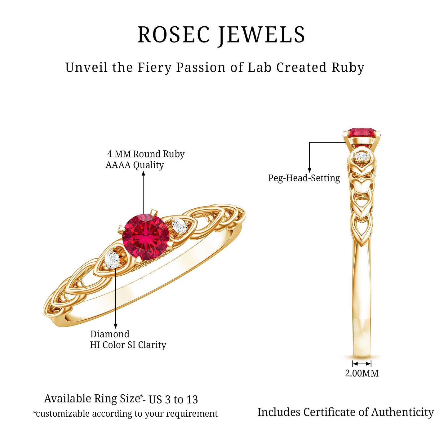 Lab Grown Ruby Designer Promise Ring with Diamond