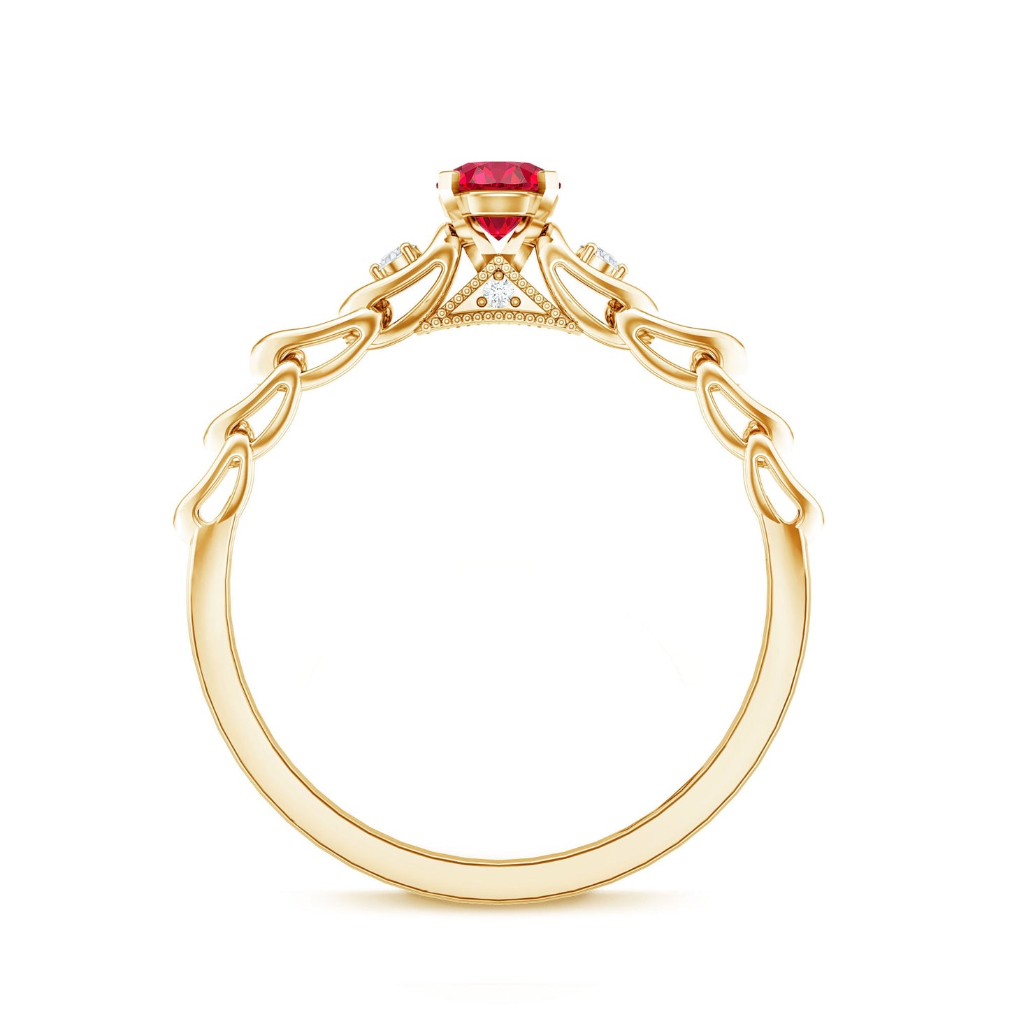 Lab Grown Ruby Designer Promise Ring with Diamond
