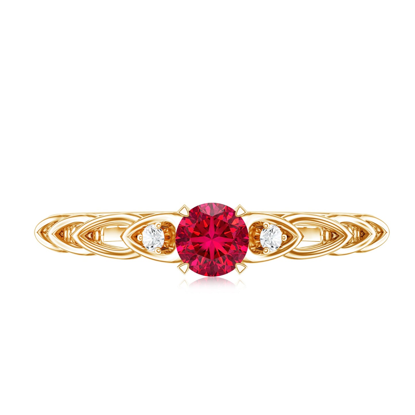Lab Grown Ruby Designer Promise Ring with Diamond