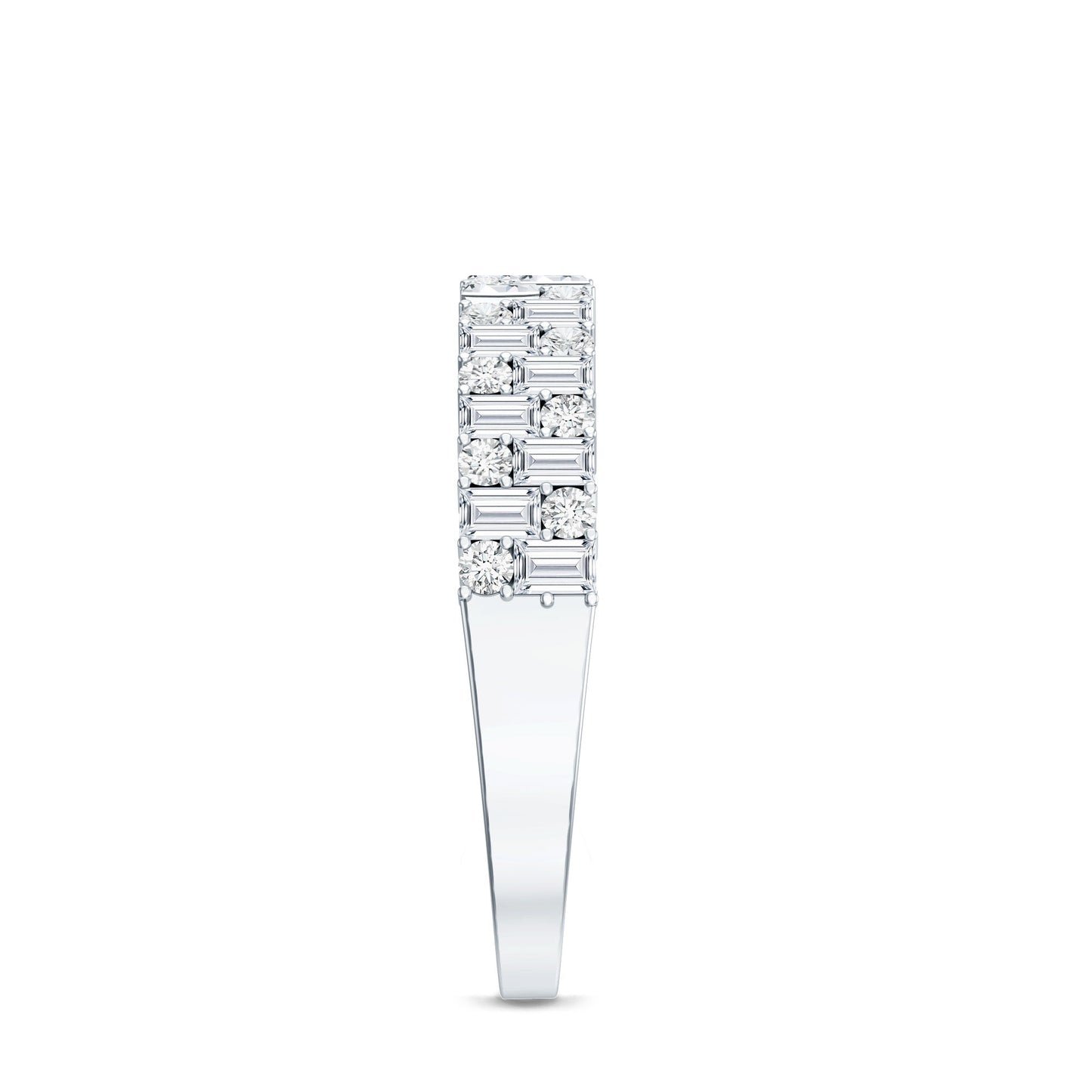 Baguette and Round Certified Moissanite Half Eternity Band Ring