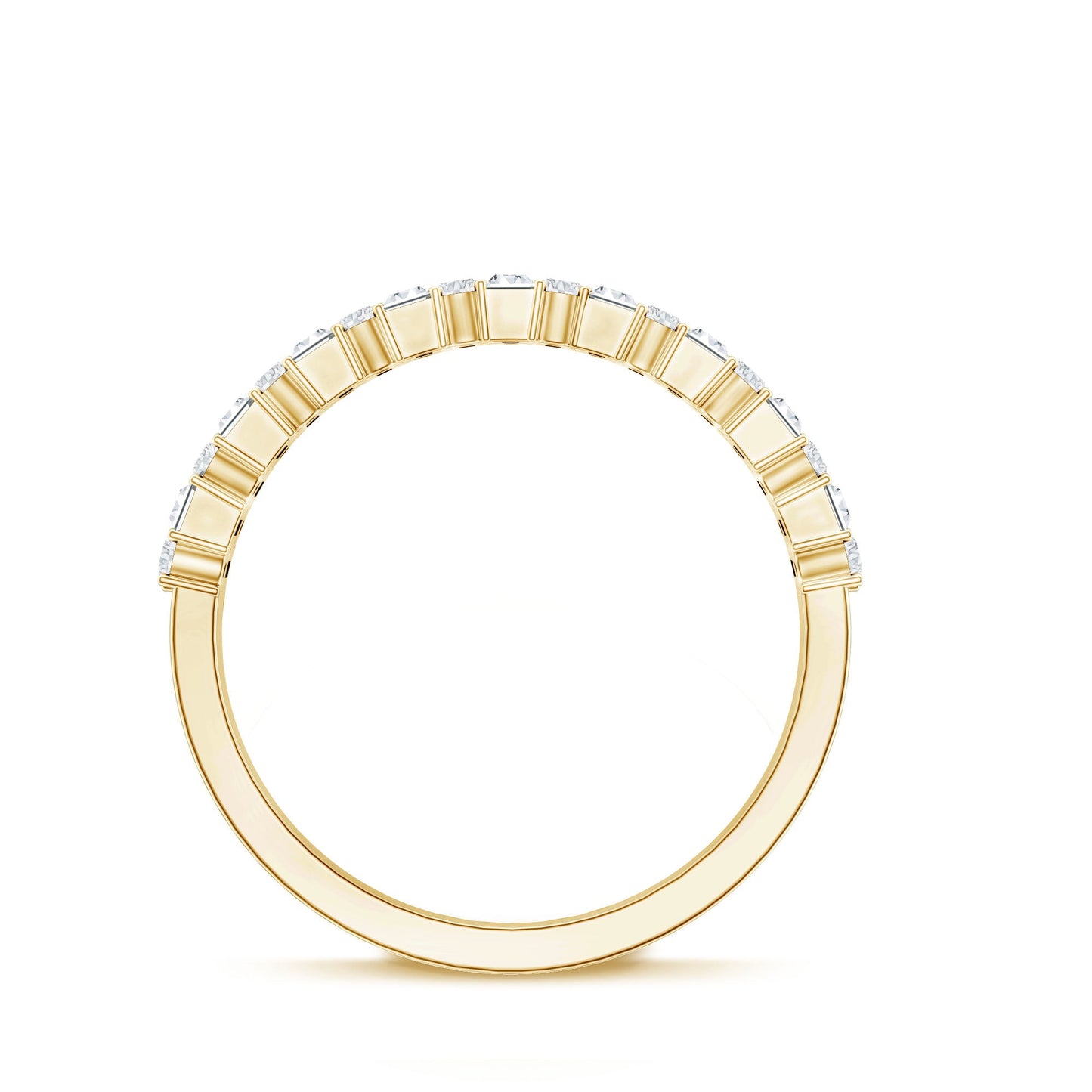 Baguette and Round Certified Moissanite Half Eternity Band Ring