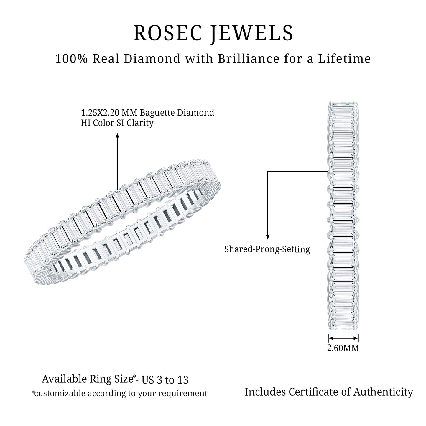 Baguette Cut Diamond Eternity Wedding Band Ring