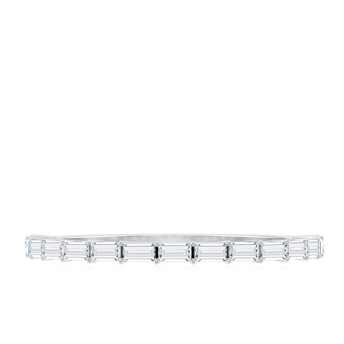 Baguette Cut Diamond Stackable Ring in Shared Prong Setting